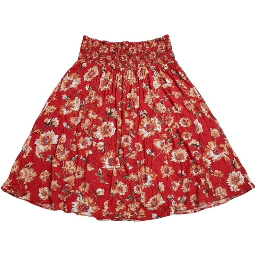 The Pyramid Collection Dress Womens 2X Red Floral Sleeveless Smocked Sundress